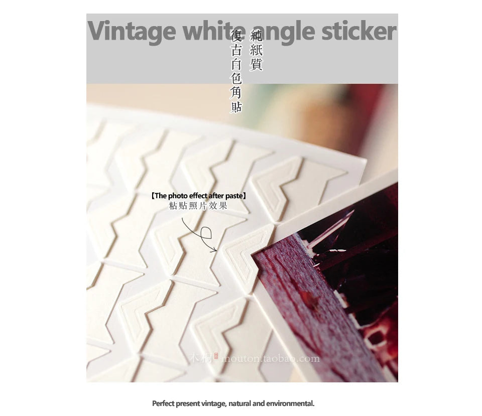 120 Pcs/Lot 5 Sheets DIY Vintage Corner Kraft Paper Stickers
