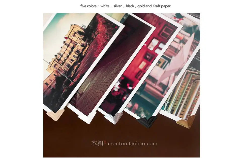 120 Pcs/Lot 5 Sheets DIY Vintage Corner Kraft Paper Stickers