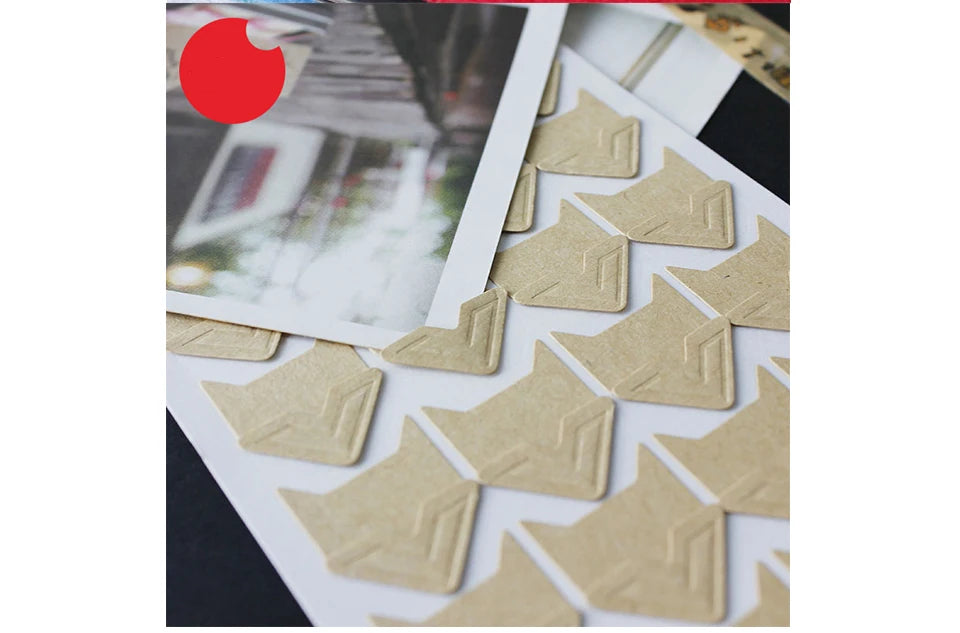 120 Pcs/Lot 5 Sheets DIY Vintage Corner Kraft Paper Stickers