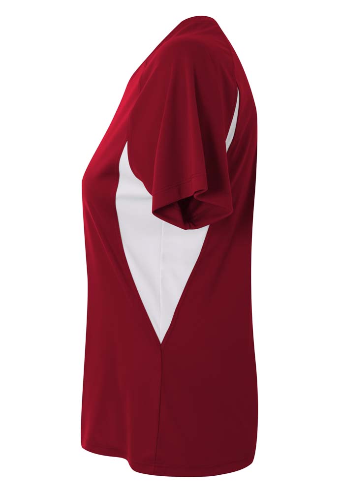A4 Color Block Performance V-Neck - Cardinal/White side