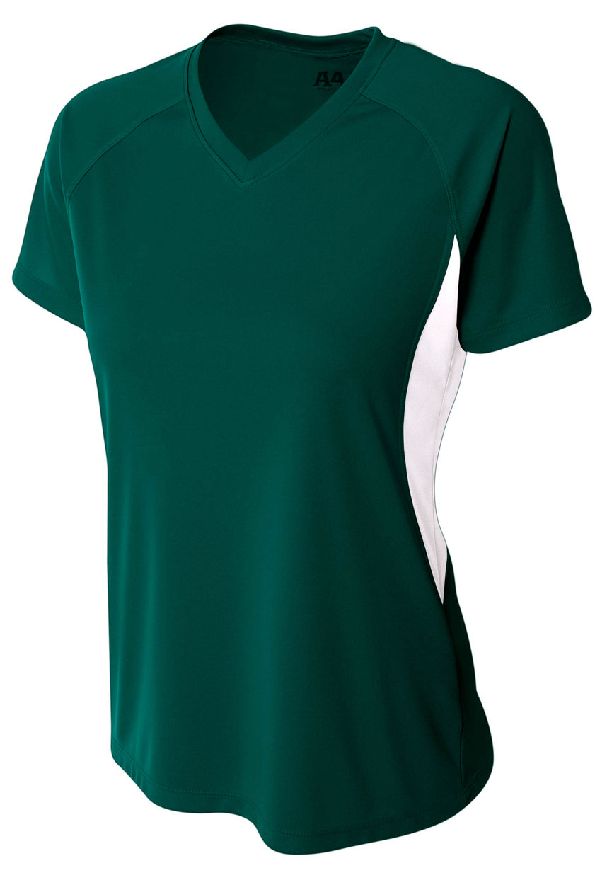 A4 Color Block Performance V-Neck - Forest/White front