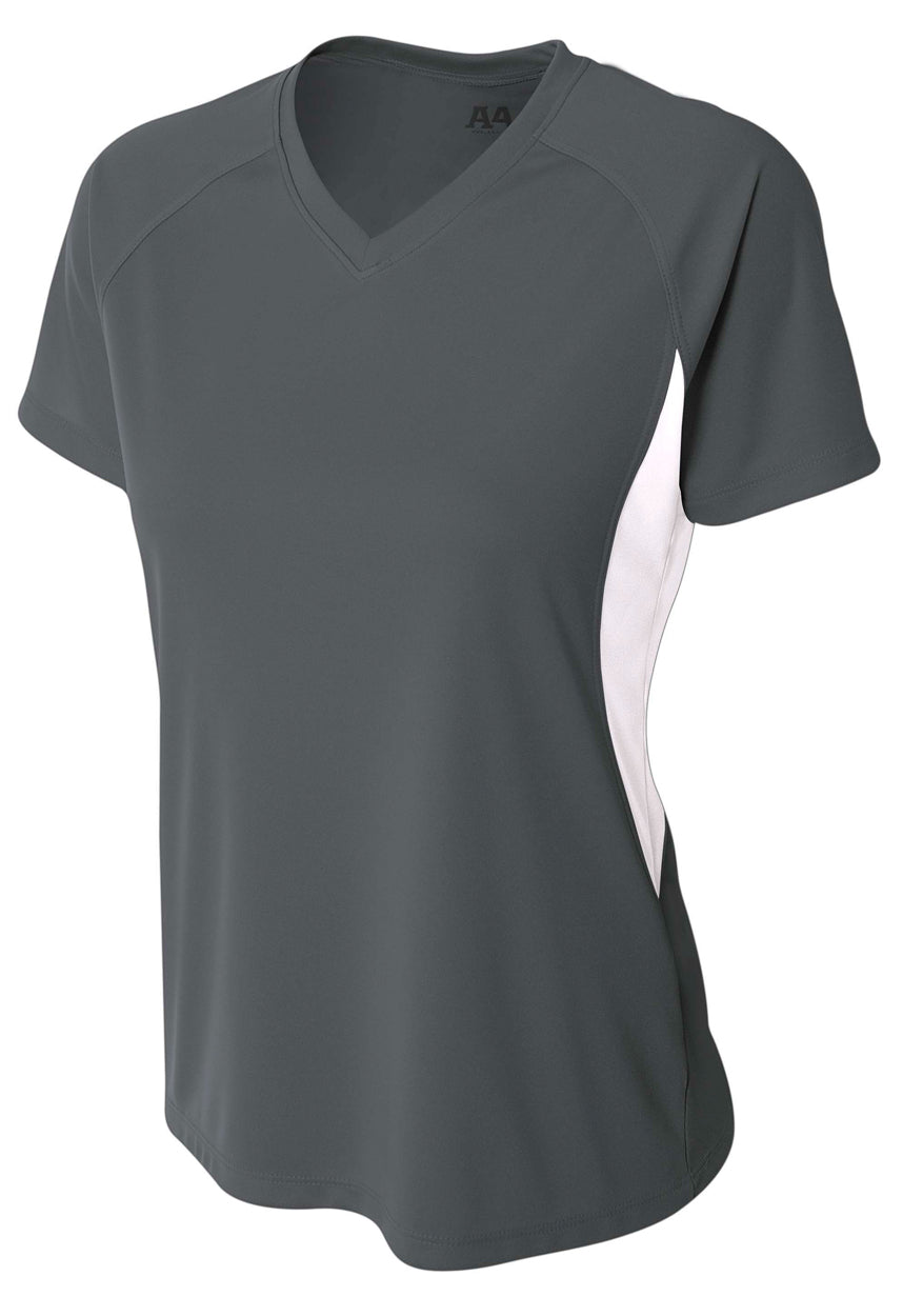A4 Color Block Performance V-Neck - Graphite/White front