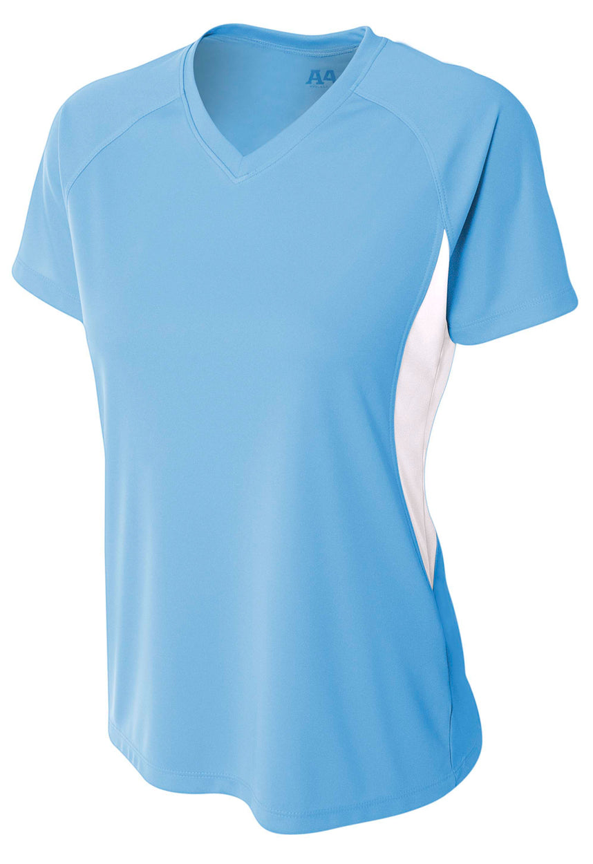 A4 Color Block Performance V-Neck - Lt Blue/White front