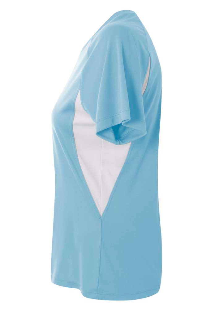 A4 Color Block Performance V-Neck - Lt Blue/White side