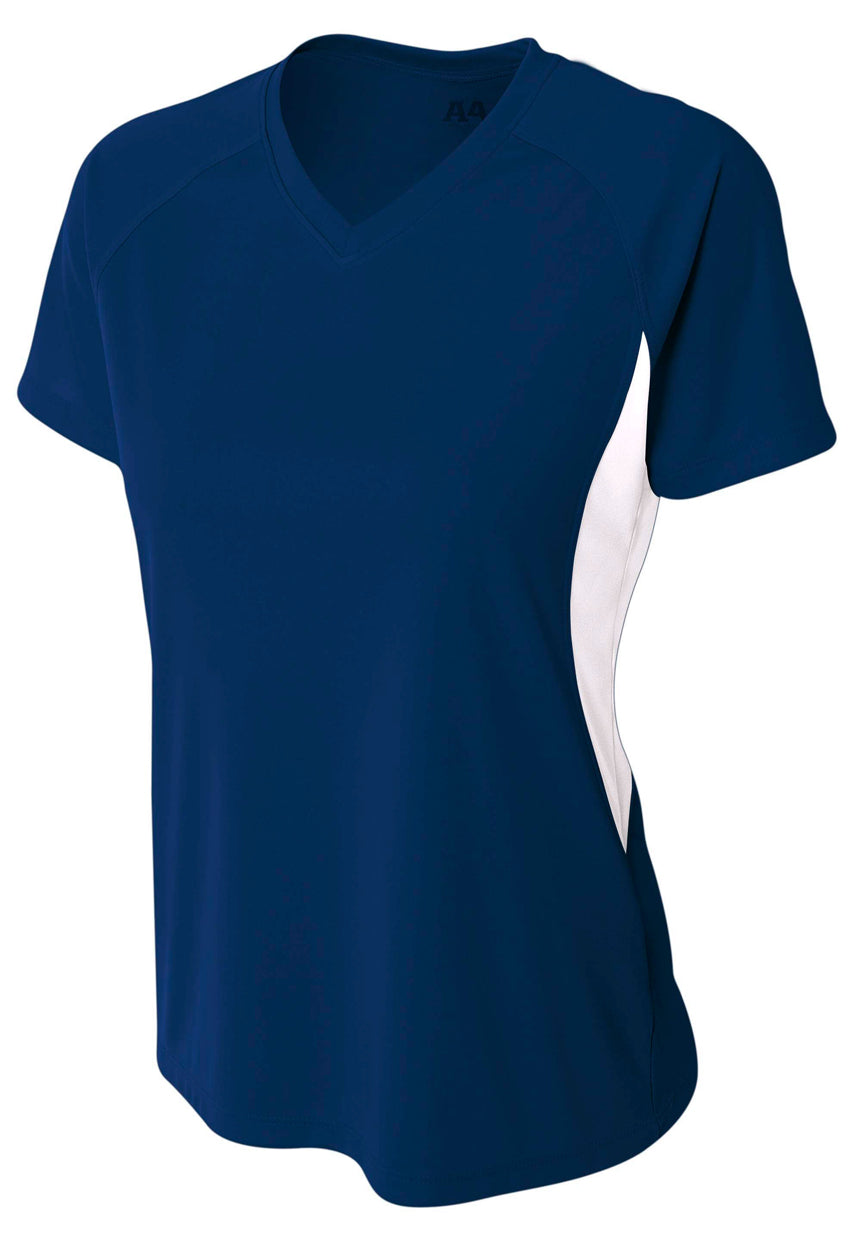 A4 Color Block Performance V-Neck - Navy/White front
