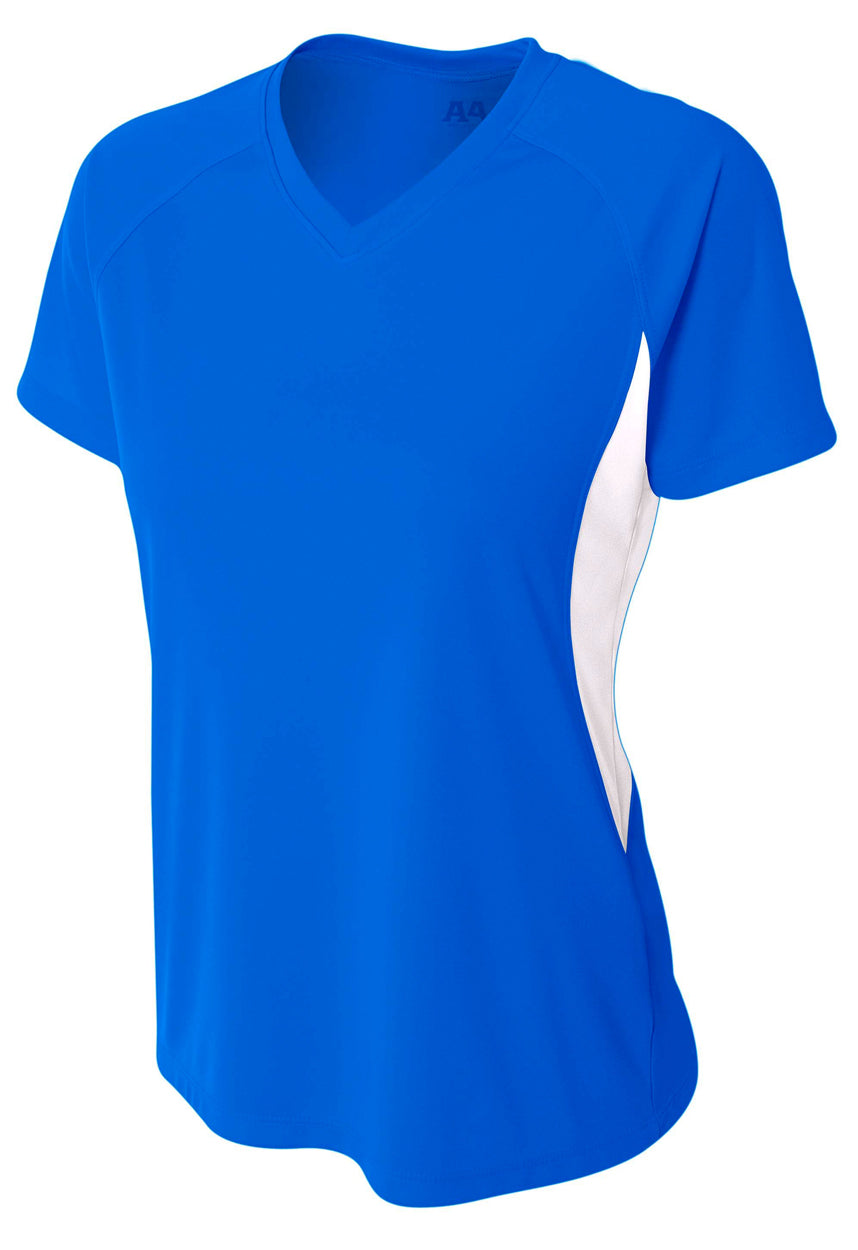 A4 Color Block Performance V-Neck - Royal/White front