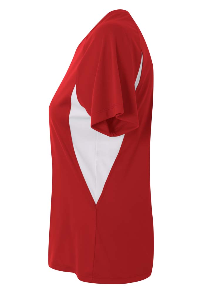 A4 Color Block Performance V-Neck - Scarlet/White side