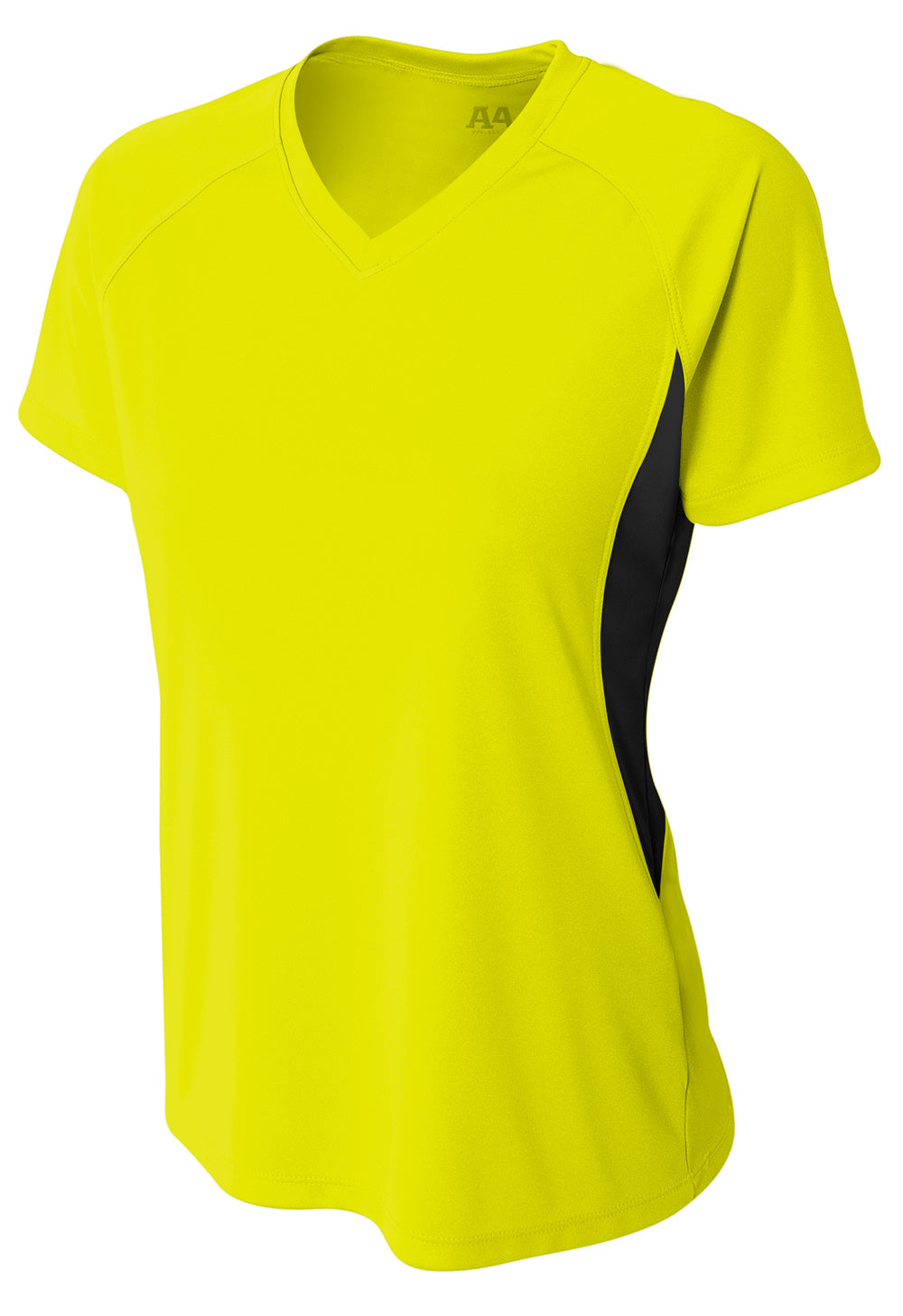 A4 Color Block Performance V-Neck - Safety Yellow/Black front