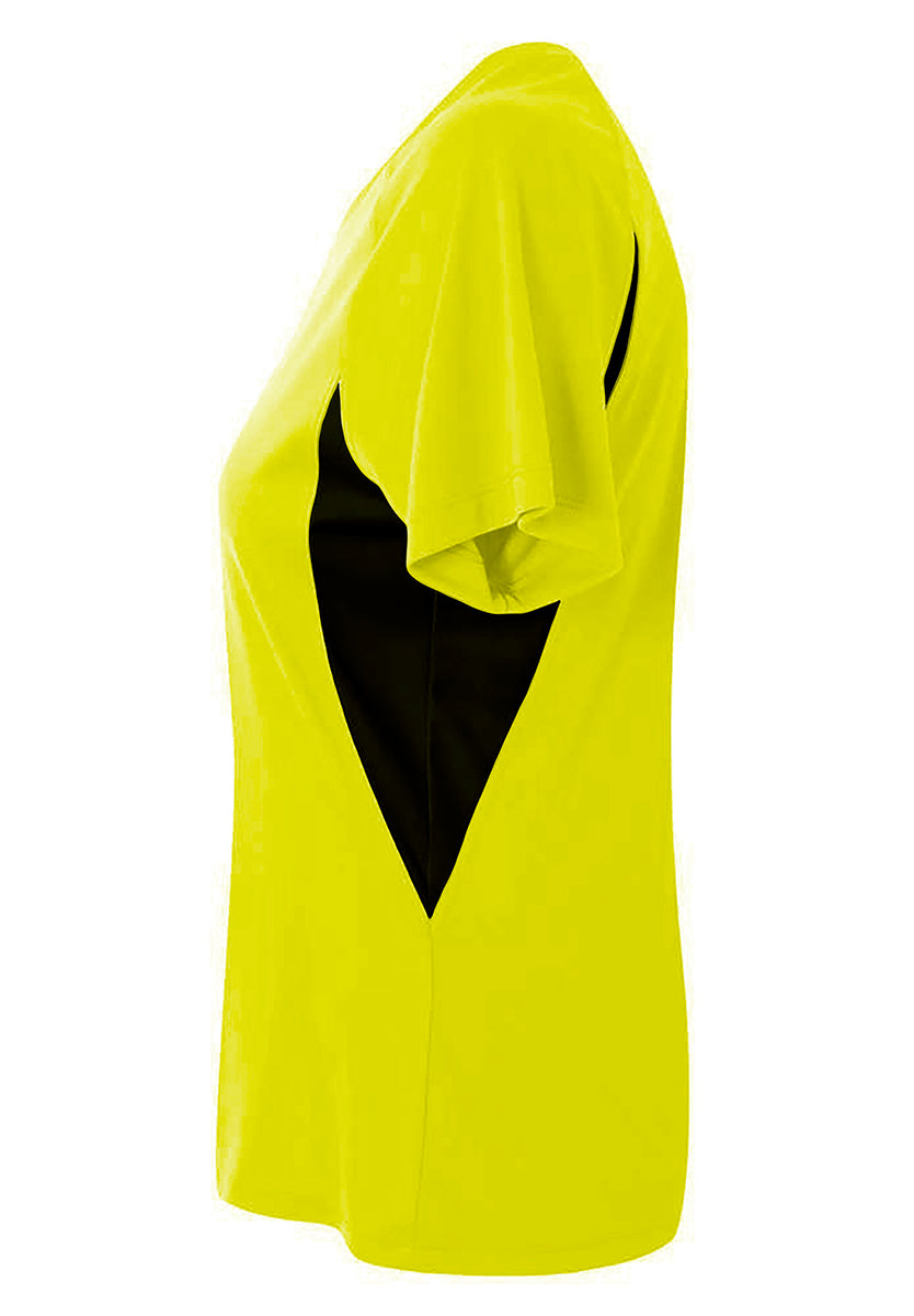 A4 Color Block Performance V-Neck - Safety Yellow/Black side