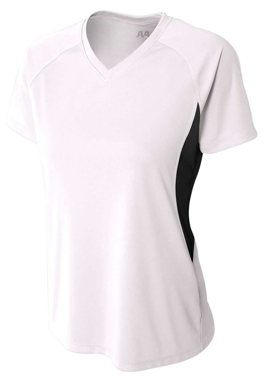 A4 Color Block Performance V-Neck - White/Black front