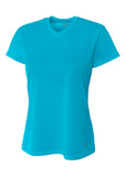 A4 Short Sleeve V-Neck Bird's Eye Mesh Tee - Electric Blue front