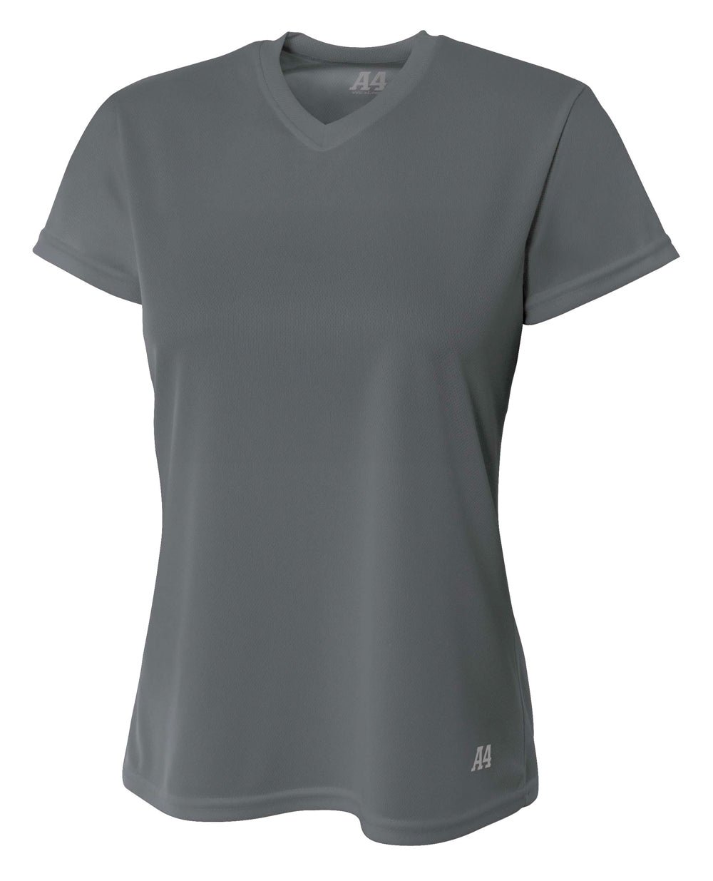 A4 Short Sleeve V-Neck Bird's Eye Mesh Tee - Graphite front