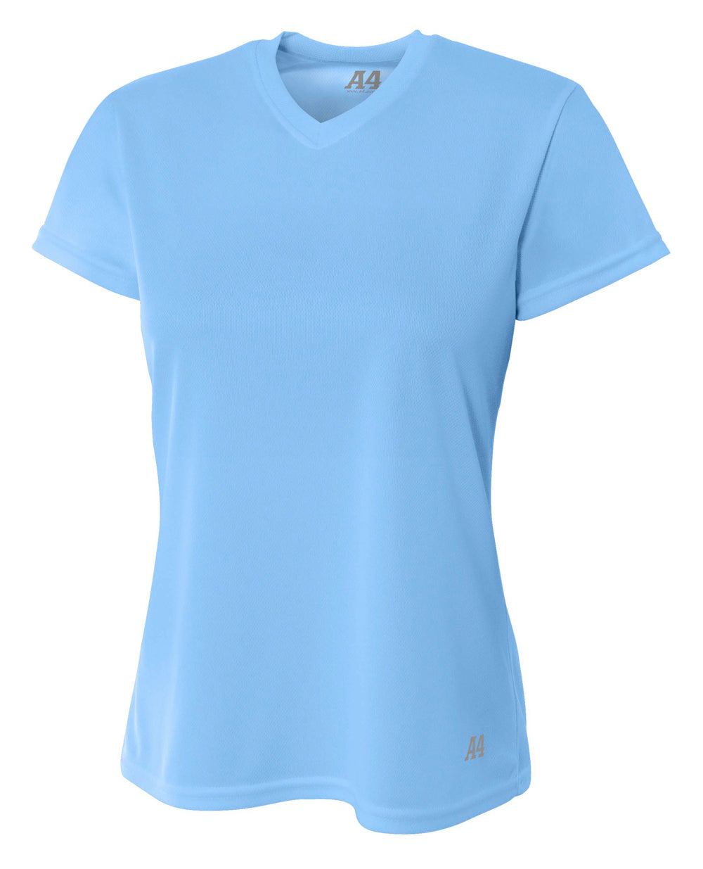 A4 Short Sleeve V-Neck Bird's Eye Mesh Tee - Ltblue front