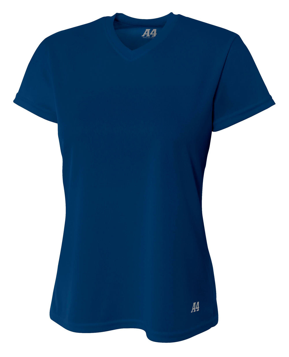 A4 Short Sleeve V-Neck Bird's Eye Mesh Tee - Navy front