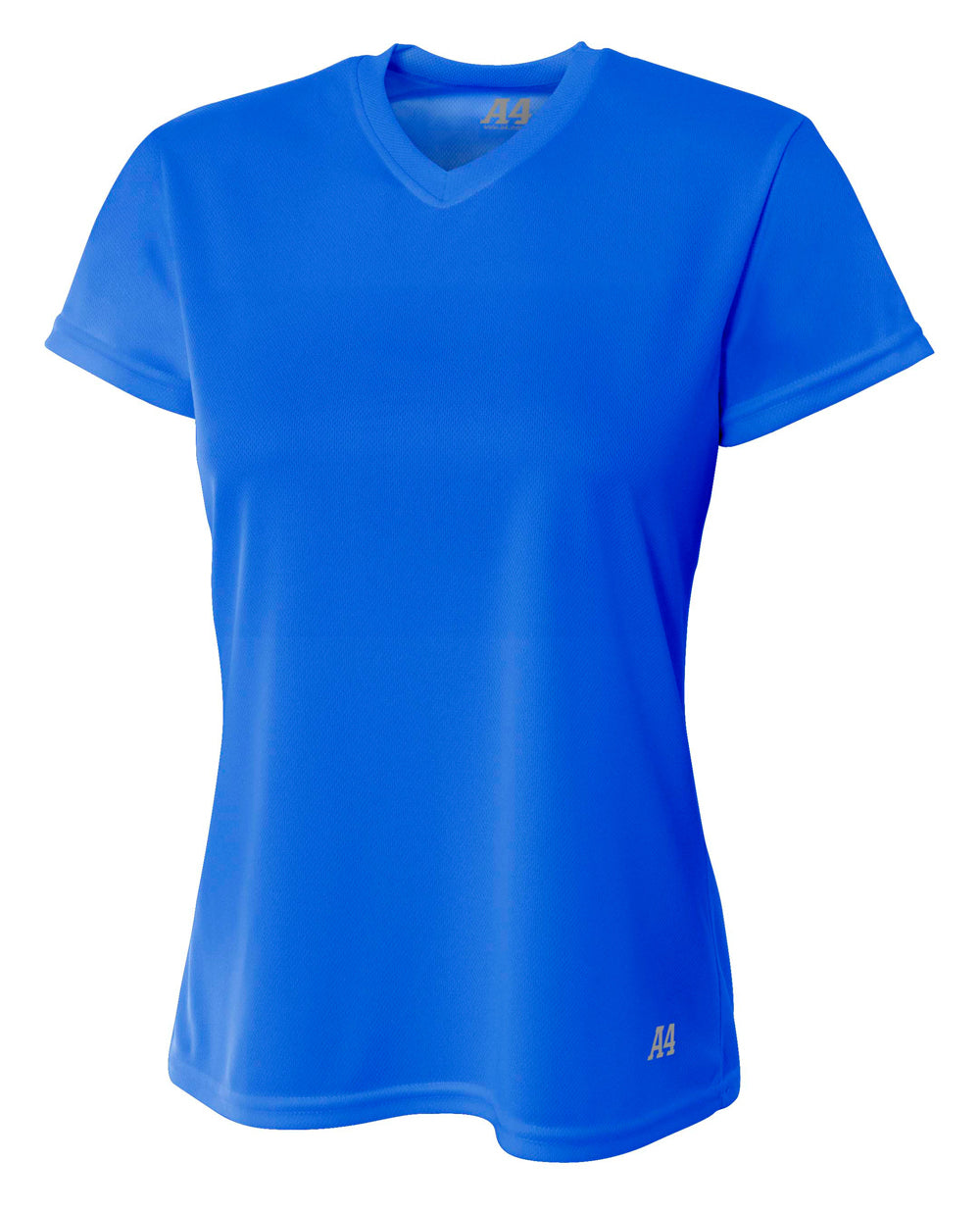 A4 Short Sleeve V-Neck Bird's Eye Mesh Tee - Royal front
