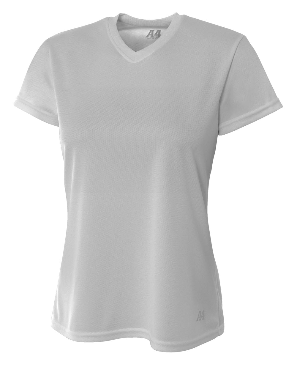 A4 Short Sleeve V-Neck Bird's Eye Mesh Tee - Silver front