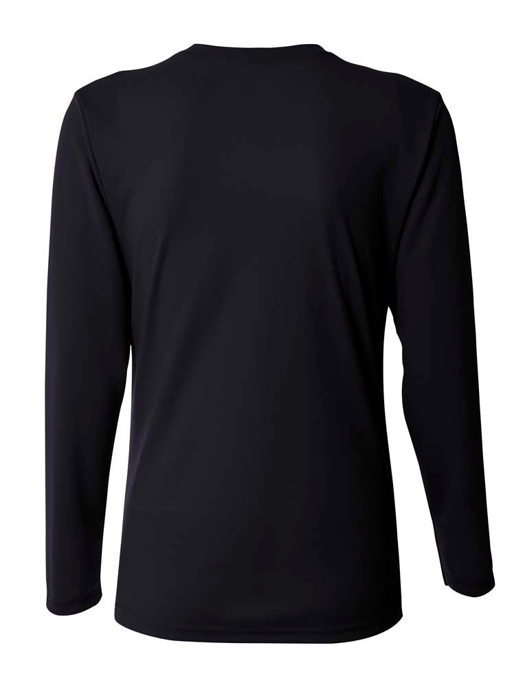 A4 Long Sleeve V-Neck Bird's Eye Mesh Tee - Black back