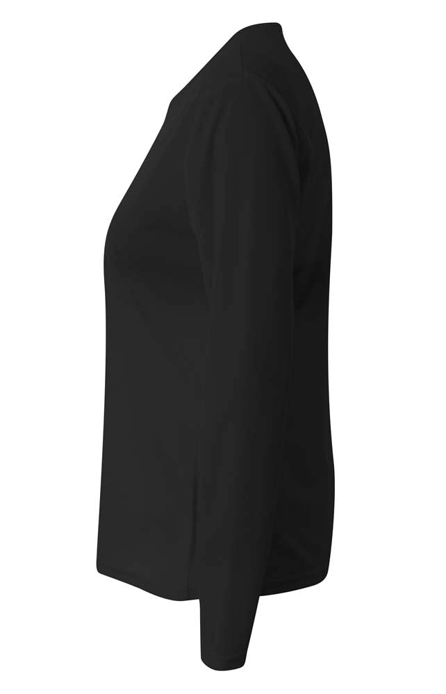 A4 Long Sleeve V-Neck Bird's Eye Mesh Tee - Black side