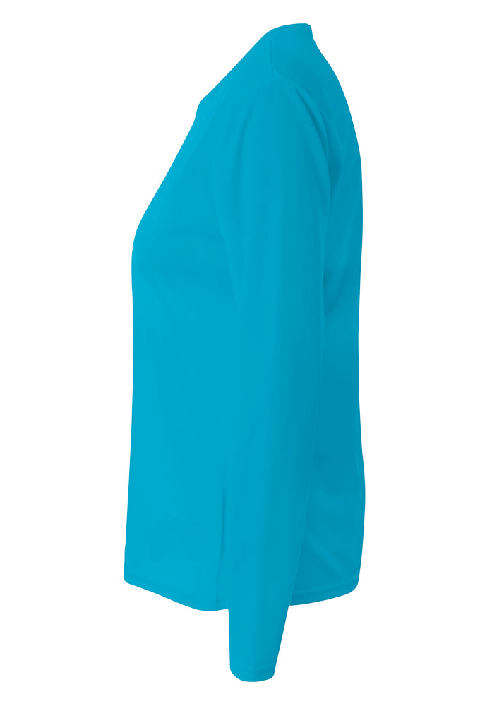 A4 Long Sleeve V-Neck Bird's Eye Mesh Tee - Electric Blue side