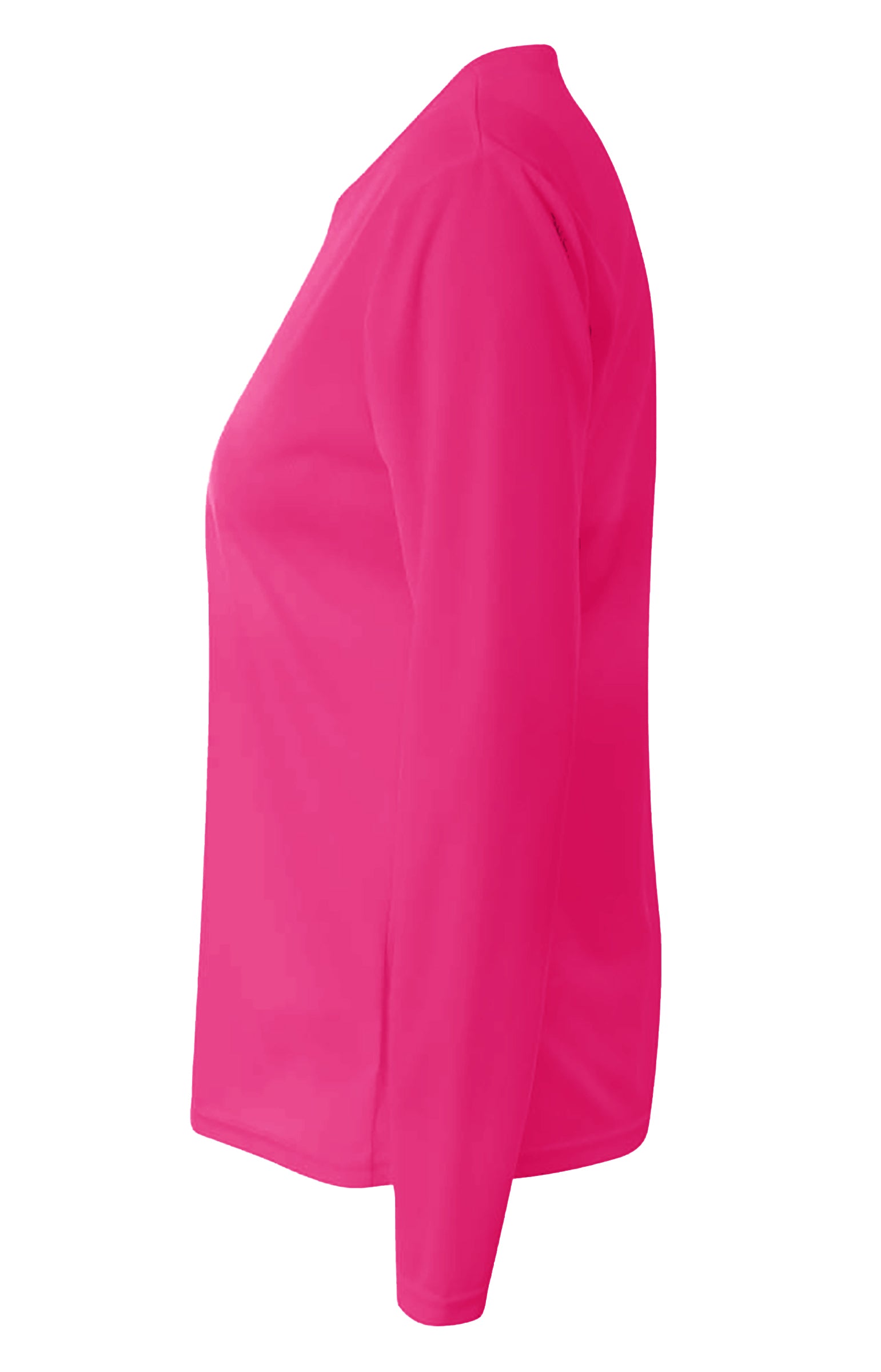 A4 Long Sleeve V-Neck Bird's Eye Mesh Tee - Fuchsia side