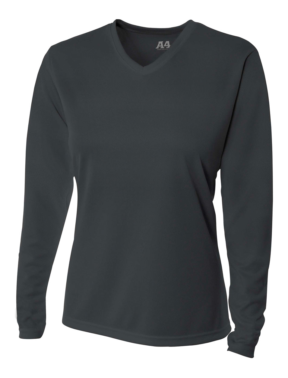 A4 Long Sleeve V-Neck Bird's Eye Mesh Tee - Graphite front