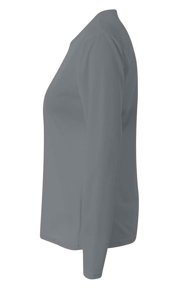 A4 Long Sleeve V-Neck Bird's Eye Mesh Tee - Graphite side