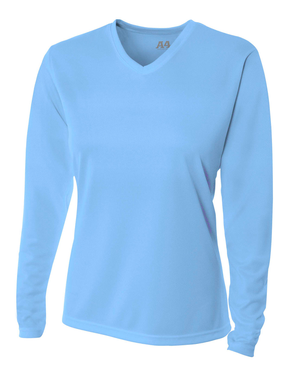 A4 Long Sleeve V-Neck Bird's Eye Mesh Tee - Ltblue front