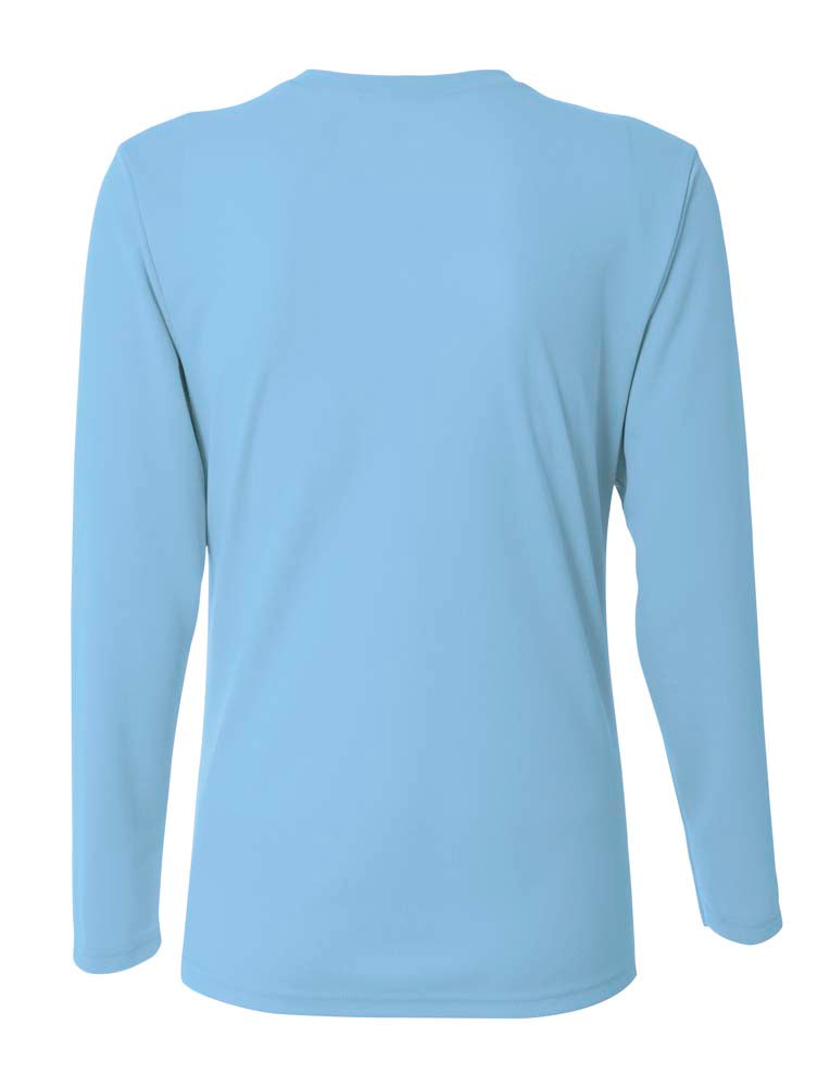 A4 Long Sleeve V-Neck Bird's Eye Mesh Tee - Ltblue back