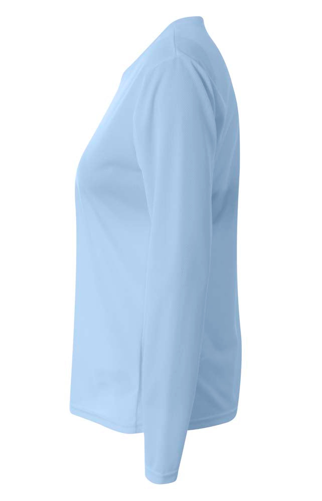 A4 Long Sleeve V-Neck Bird's Eye Mesh Tee - Ltblue side