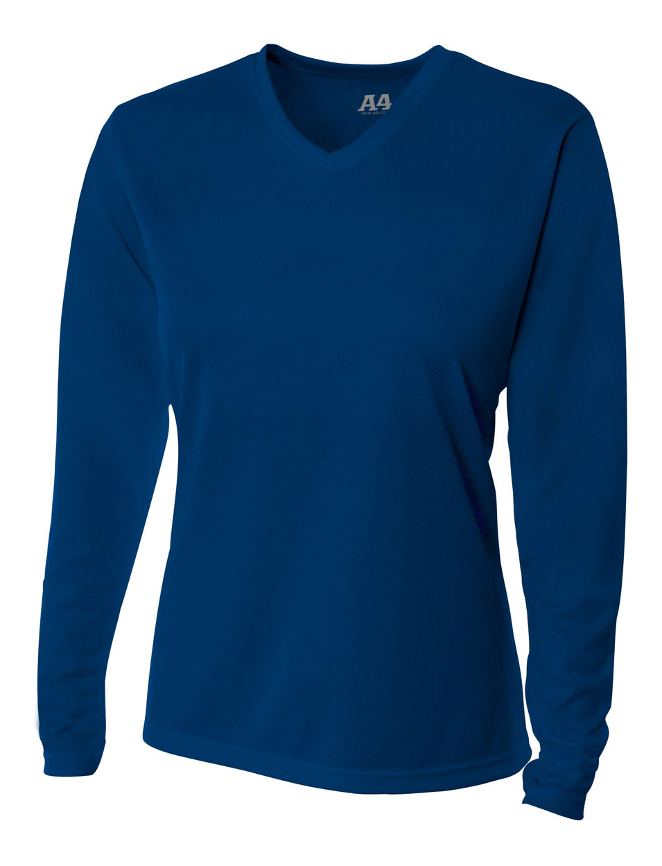A4 Long Sleeve V-Neck Bird's Eye Mesh Tee - Navy front