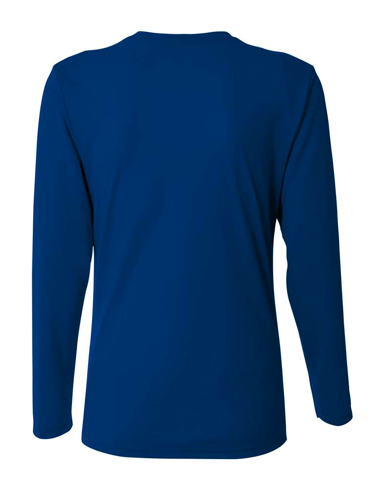 A4 Long Sleeve V-Neck Bird's Eye Mesh Tee - Navy back