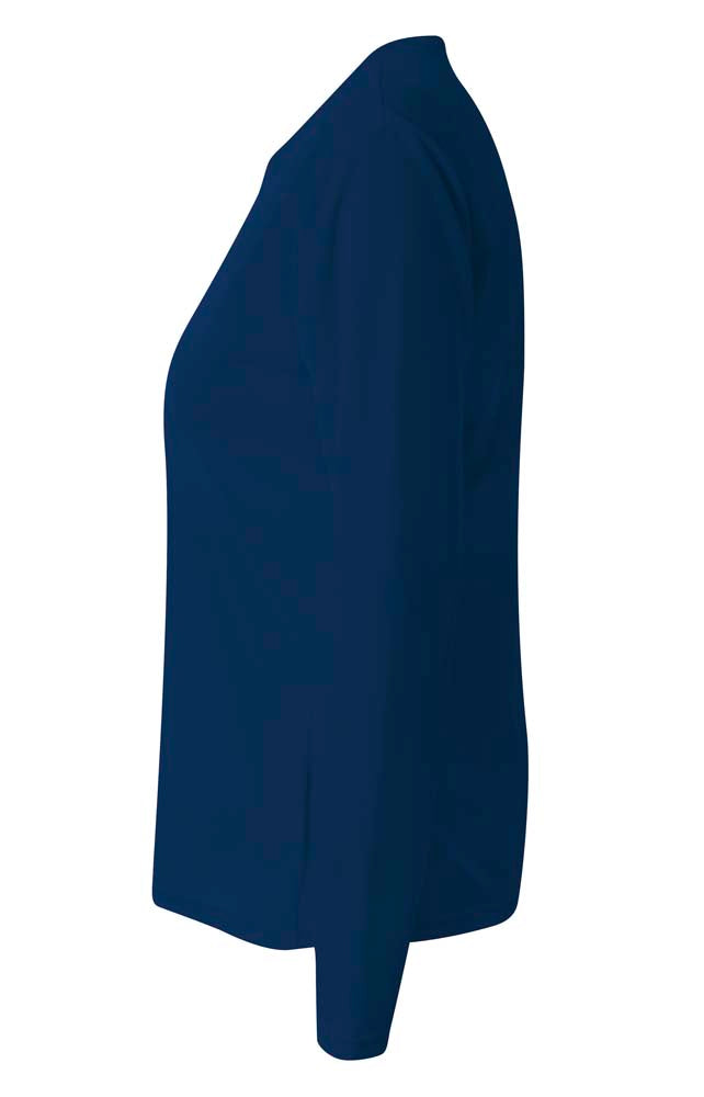 A4 Long Sleeve V-Neck Bird's Eye Mesh Tee - Navy side