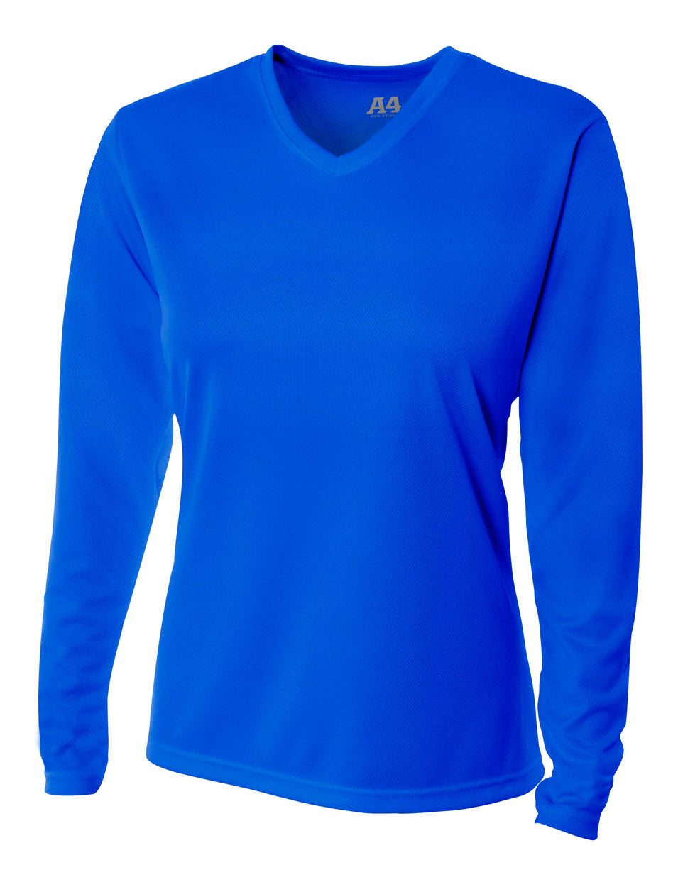 A4 Long Sleeve V-Neck Bird's Eye Mesh Tee - Royal front