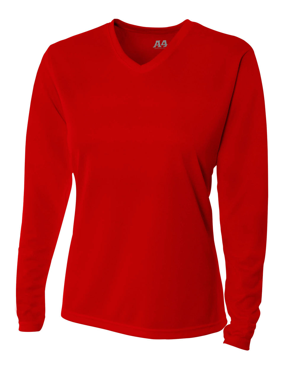 A4 Long Sleeve V-Neck Bird's Eye Mesh Tee - Scarlet front