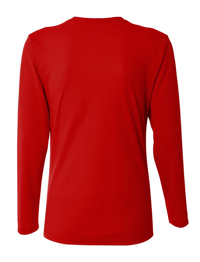 A4 Long Sleeve V-Neck Bird's Eye Mesh Tee - Scarlet back