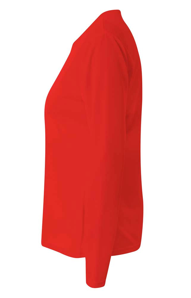 A4 Long Sleeve V-Neck Bird's Eye Mesh Tee - Scarlet side