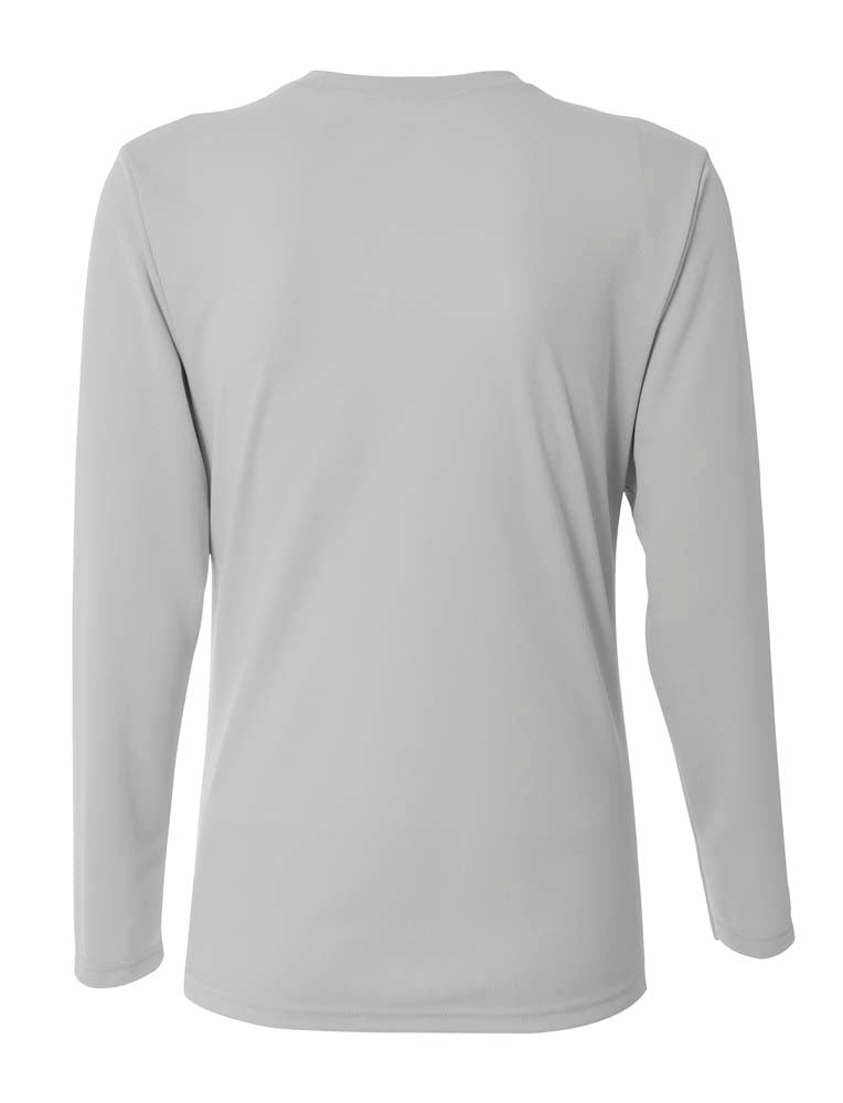 A4 Long Sleeve V-Neck Bird's Eye Mesh Tee - Silver back