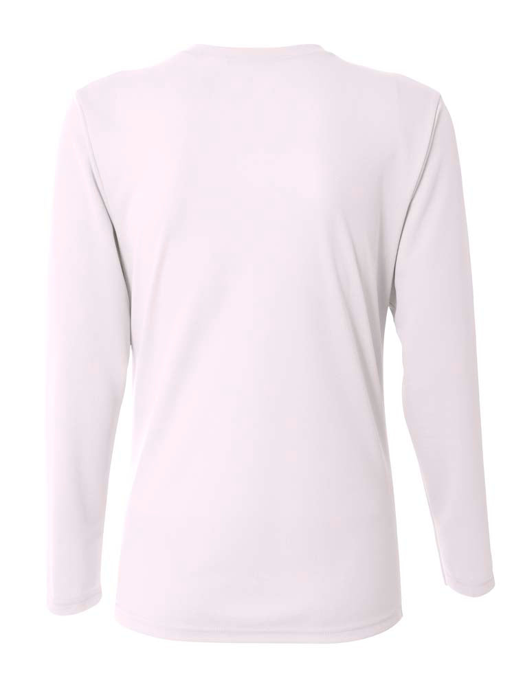A4 Long Sleeve V-Neck Bird's Eye Mesh Tee - White back