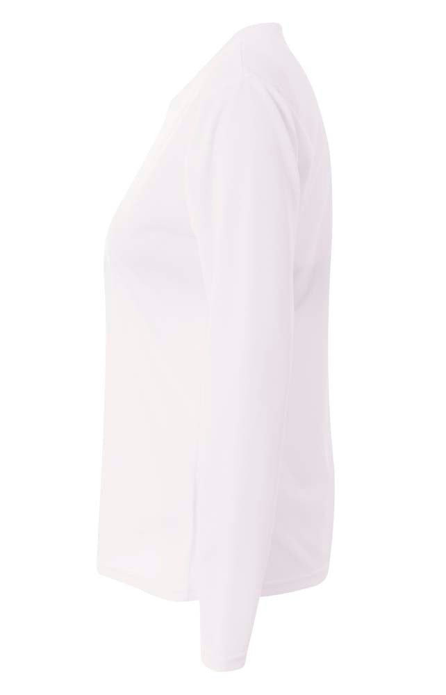 A4 Long Sleeve V-Neck Bird's Eye Mesh Tee - White side