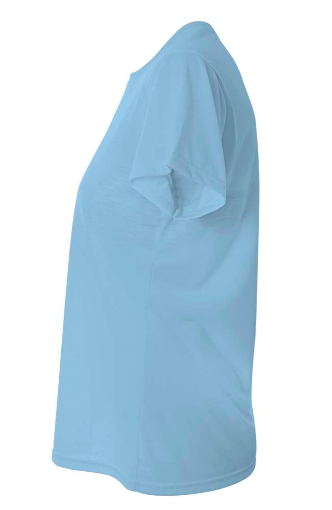 A4 Women's Spun Poly Tee - Ltblue side