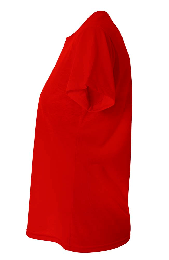A4 Women's Spun Poly Tee - Scarlet side