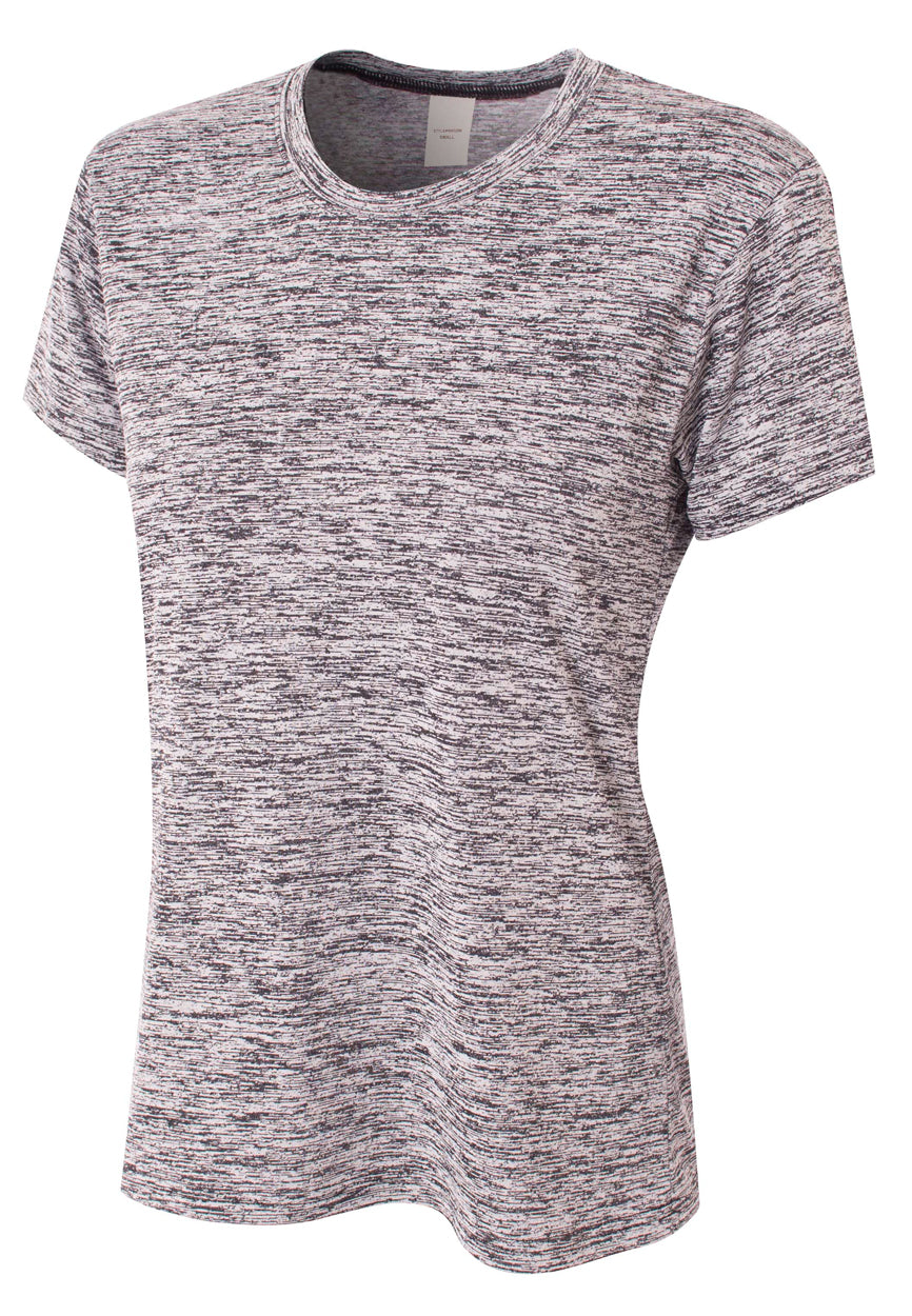 A4 Women's Space Dye Tech Tee - Black front