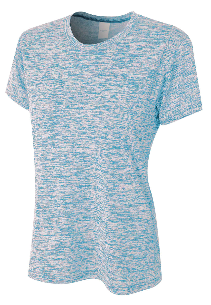 A4 Women's Space Dye Tech Tee - Ltblue front