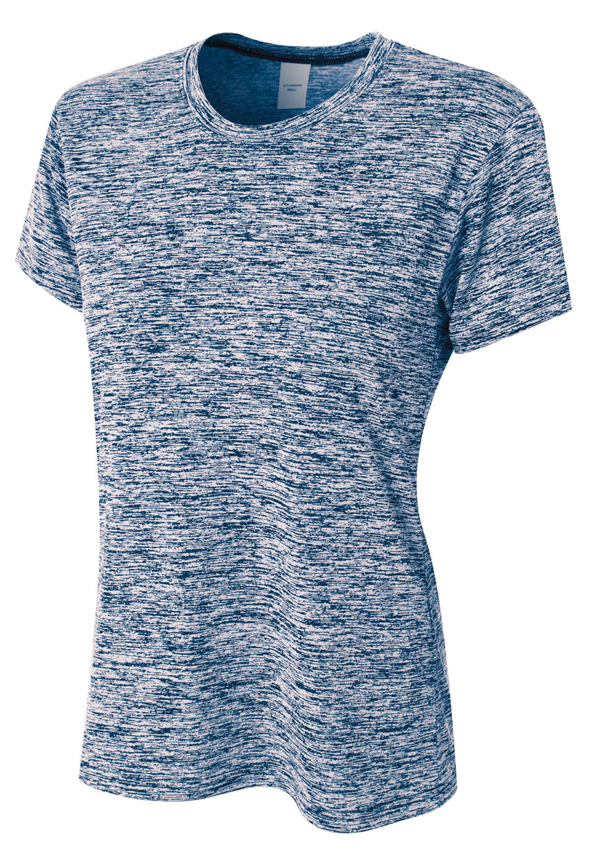 A4 Women's Space Dye Tech Tee - Navy front