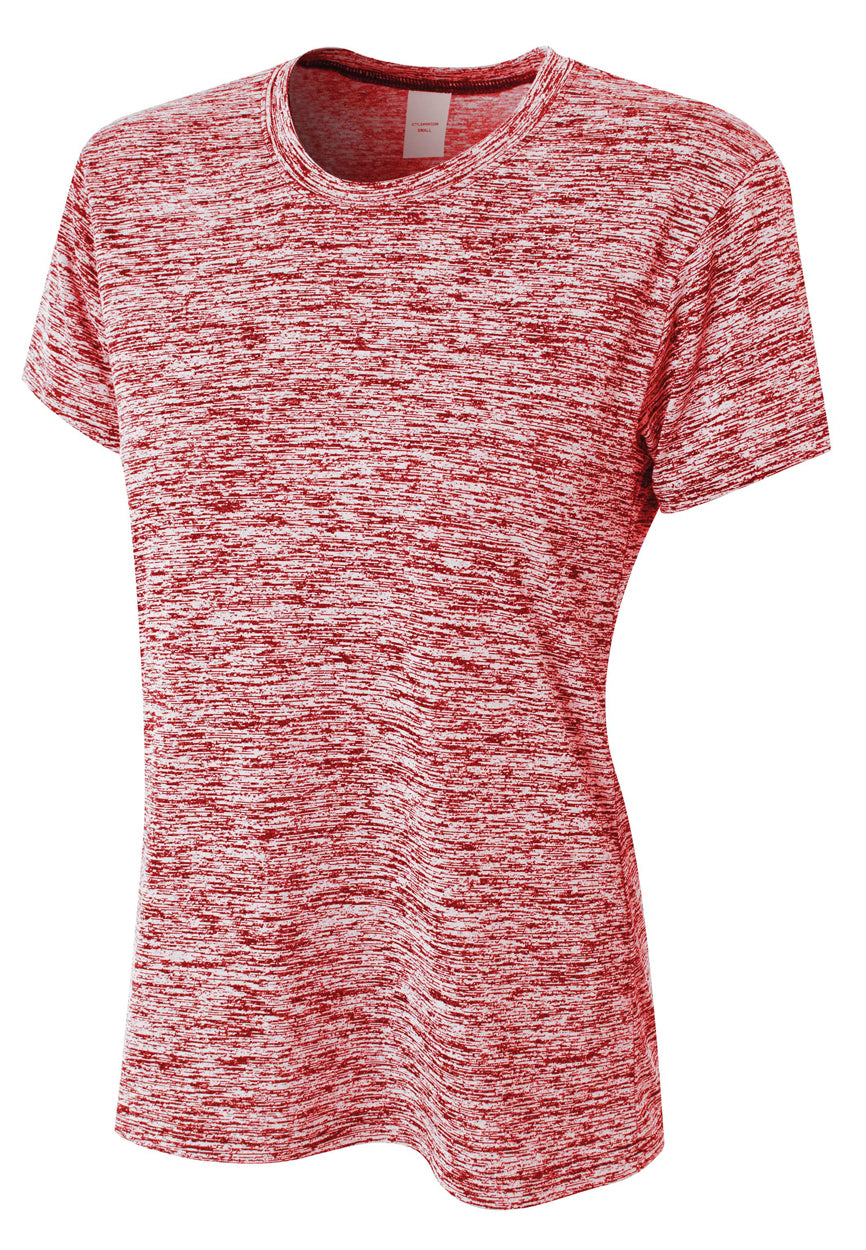 A4 Women's Space Dye Tech Tee - Scarlet front