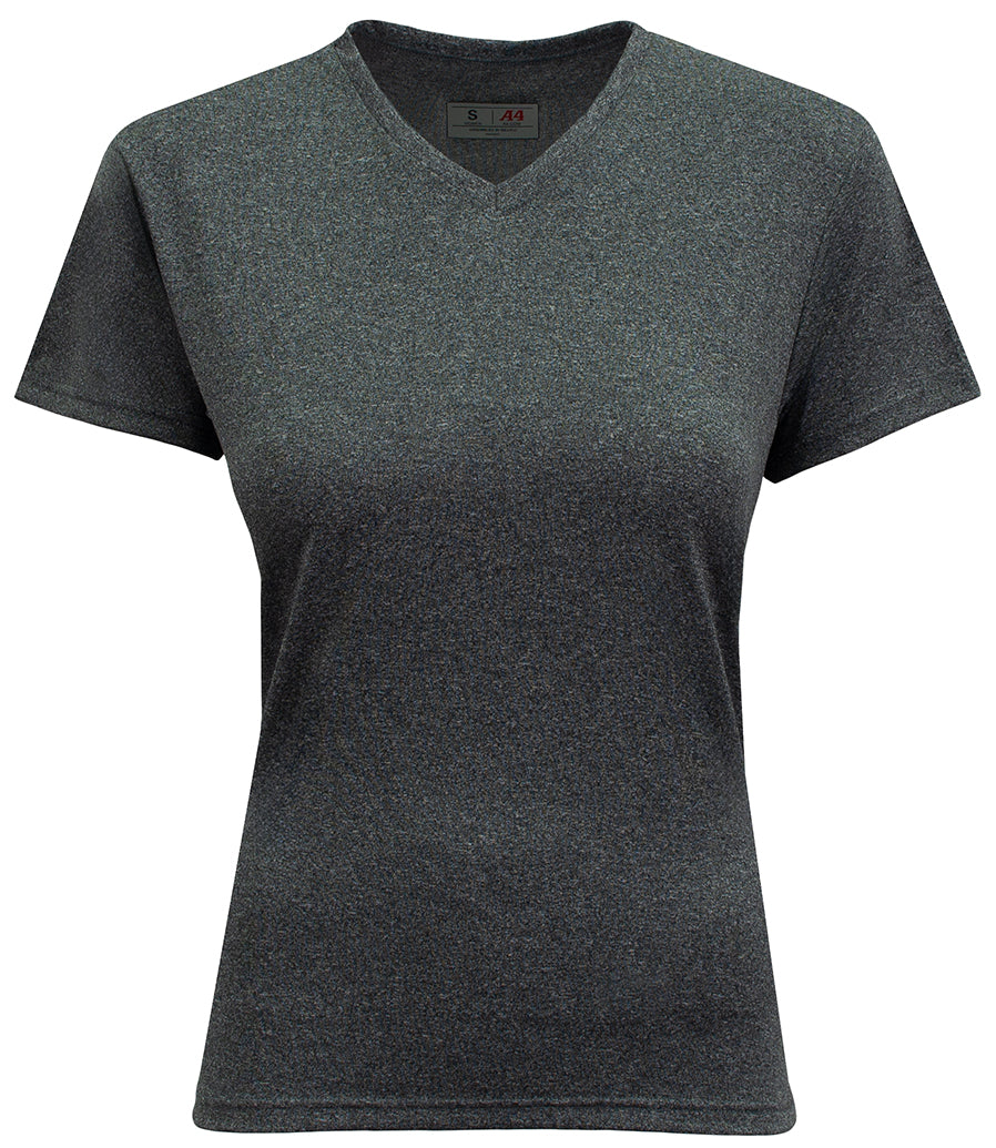 A4 Women's Topflight Heather Tee - Charcoal front