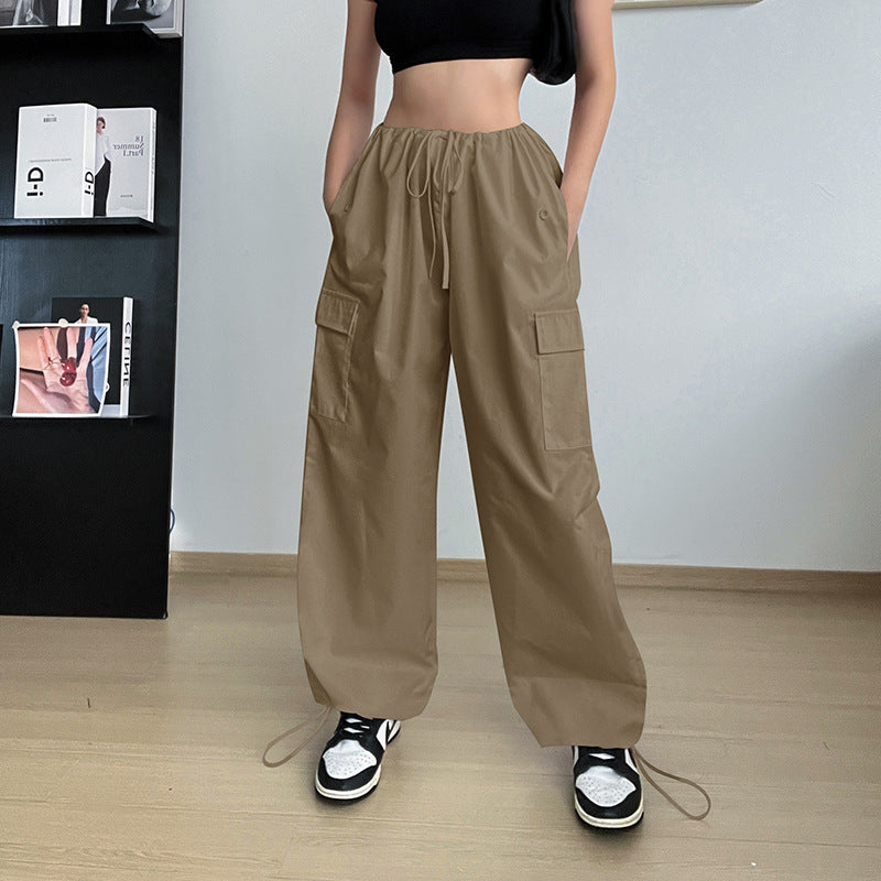 Women's Clothing Wide Leg Loose Plus Size Tether Straight Cargo Pants Women