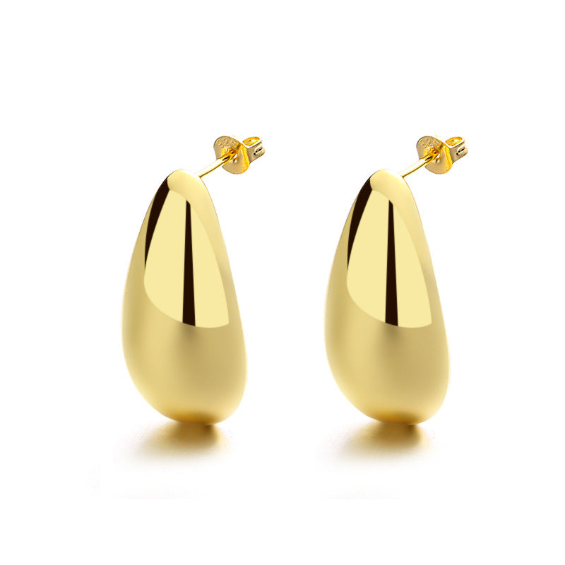 Fashion Jewelry Water Drop Glossy 16k Real Gold Plating Simple And Elegant Earrings