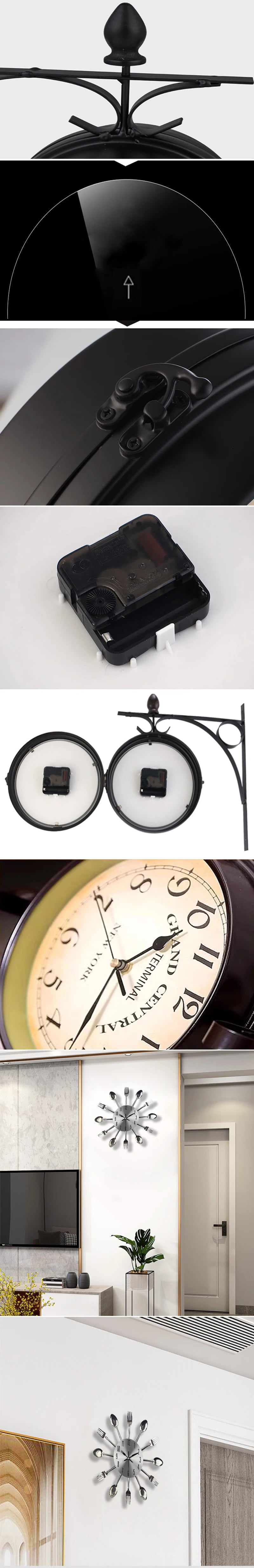 Vintage Double-Sided Round Wall Clock Decor