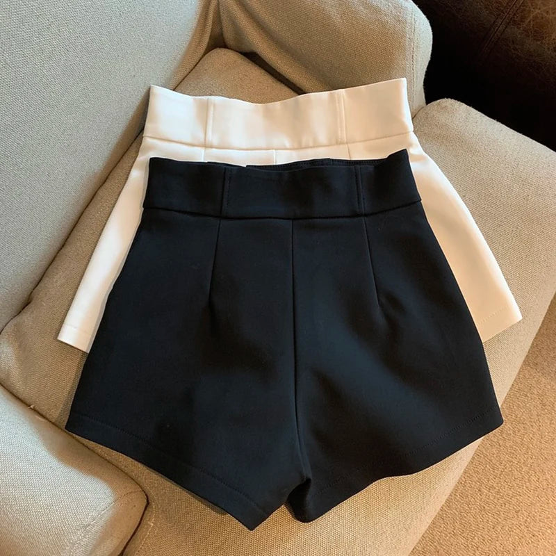 High Waisted Vintage  Black A-Line Women's Shorts